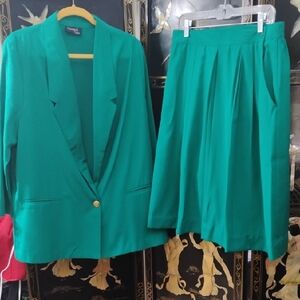 Green Blazer and Skirt Set